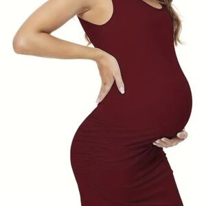NWT Elegant Rouched Maternity Dress in Burgundy